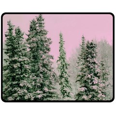 Winter Trees Pink Double Sided Fleece Blanket (medium)  by snowwhitegirl