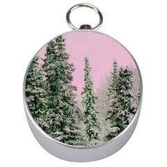 Winter Trees Pink Silver Compasses