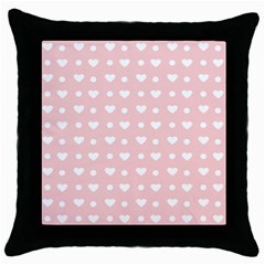 Hearts Dots Pink Throw Pillow Case (black)