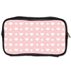 Hearts Dots Pink Toiletries Bag (one Side)