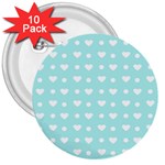 Hearts Dots Blue 3  Buttons (10 pack)  Front