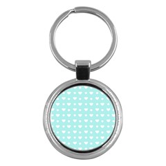 Hearts Dots Blue Key Chains (round) 