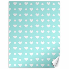 Hearts Dots Blue Canvas 18  X 24  