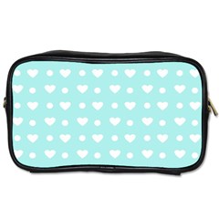 Hearts Dots Blue Toiletries Bag (one Side)