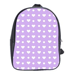 Hearts Dots Purple School Bag (large)