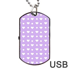 Hearts Dots Purple Dog Tag Usb Flash (two Sides)