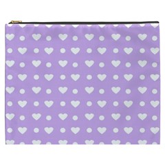 Hearts Dots Purple Cosmetic Bag (xxxl)