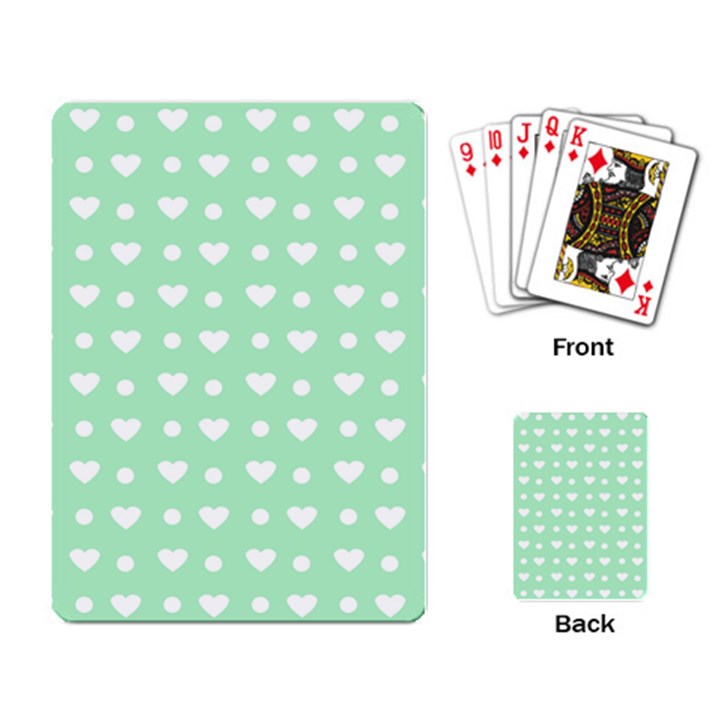 Hearts Dots Green Playing Card