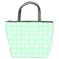 Hearts Dots Green Bucket Bag by snowwhitegirl