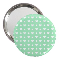 Hearts Dots Green 3  Handbag Mirrors