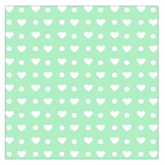 Hearts Dots Green Large Satin Scarf (square)