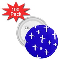 Blue White Cross 1 75  Buttons (100 Pack)  by snowwhitegirl