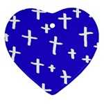 Blue White Cross Heart Ornament (Two Sides) Back