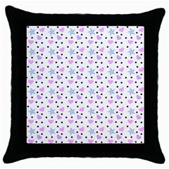 Hearts And Star Dot White Throw Pillow Case (black)