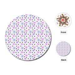Hearts And Star Dot White Playing Cards (round) 
