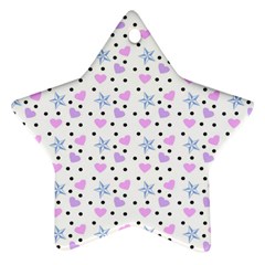 Hearts And Star Dot White Star Ornament (two Sides)