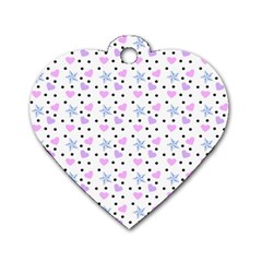 Hearts And Star Dot White Dog Tag Heart (one Side)