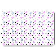 Hearts And Star Dot White Large Doormat  by snowwhitegirl