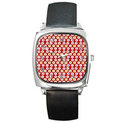 Eye Dots Red Pastel Square Metal Watch by snowwhitegirl