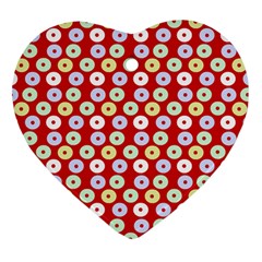 Eye Dots Red Pastel Heart Ornament (two Sides)