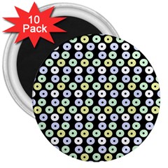 Eye Dots Black Pastel 3  Magnets (10 Pack) 