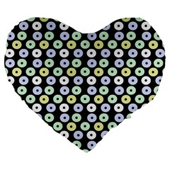 Eye Dots Black Pastel Large 19  Premium Flano Heart Shape Cushions