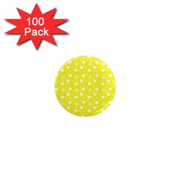 Hearts And Star Dot Yellow 1  Mini Magnets (100 Pack) 