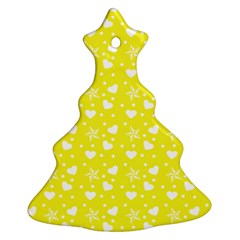 Hearts And Star Dot Yellow Christmas Tree Ornament (two Sides) by snowwhitegirl