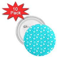 Hearts And Star Dot Blue 1 75  Buttons (10 Pack)