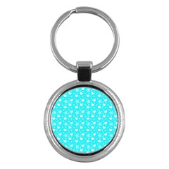 Hearts And Star Dot Blue Key Chains (round)  by snowwhitegirl