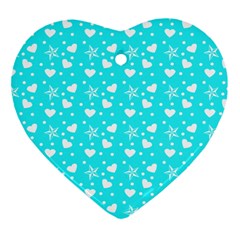 Hearts And Star Dot Blue Heart Ornament (two Sides)