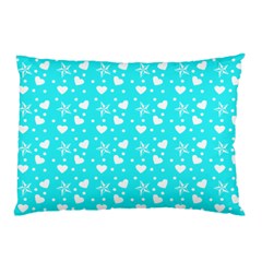 Hearts And Star Dot Blue Pillow Case