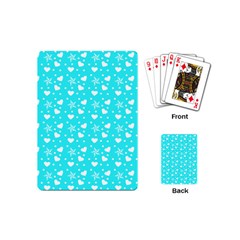 Hearts And Star Dot Blue Playing Cards (mini)  by snowwhitegirl