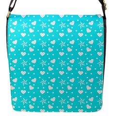 Hearts And Star Dot Blue Flap Closure Messenger Bag (s)