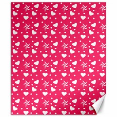 Hearts And Star Dot Pink Canvas 8  X 10 