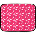 Hearts And Star Dot Pink Double Sided Fleece Blanket (Mini)  35 x27  Blanket Back