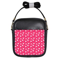 Hearts And Star Dot Pink Girls Sling Bag