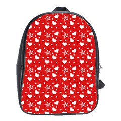 Hearts And Star Dot Red School Bag (large)