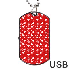 Hearts And Star Dot Red Dog Tag Usb Flash (one Side) by snowwhitegirl