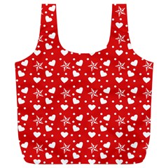 Hearts And Star Dot Red Full Print Recycle Bag (xl) by snowwhitegirl