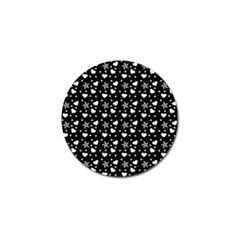 Hearts And Star Dot Black Golf Ball Marker