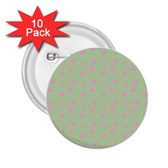 Hearts And Star Dot Green 2 25  Buttons (10 Pack) 