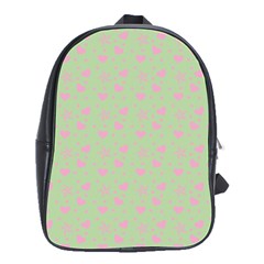 Hearts And Star Dot Green School Bag (large)