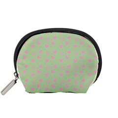 Hearts And Star Dot Green Accessory Pouch (small) by snowwhitegirl