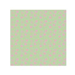 Hearts And Star Dot Green Small Satin Scarf (square)