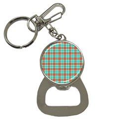 Aqua Orange Plaid Bottle Opener Key Chains by snowwhitegirl