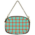 Aqua Orange Plaid Chain Purse (One Side) Front