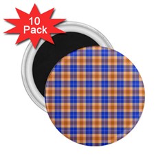 Orange Blue Plaid 2 25  Magnets (10 Pack) 