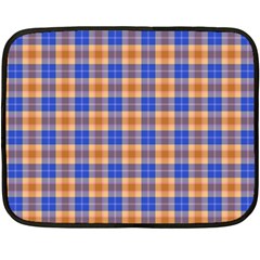 Orange Blue Plaid Double Sided Fleece Blanket (mini) 