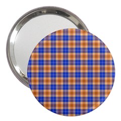 Orange Blue Plaid 3  Handbag Mirrors